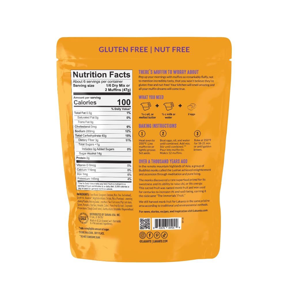 Lakanto Pumpkin Spice Muffin Mix - Gluten Free, Nut Free, Sweetened with Monk Fruit, Allulose, Erythritol, Pumpkin Spice Bread,