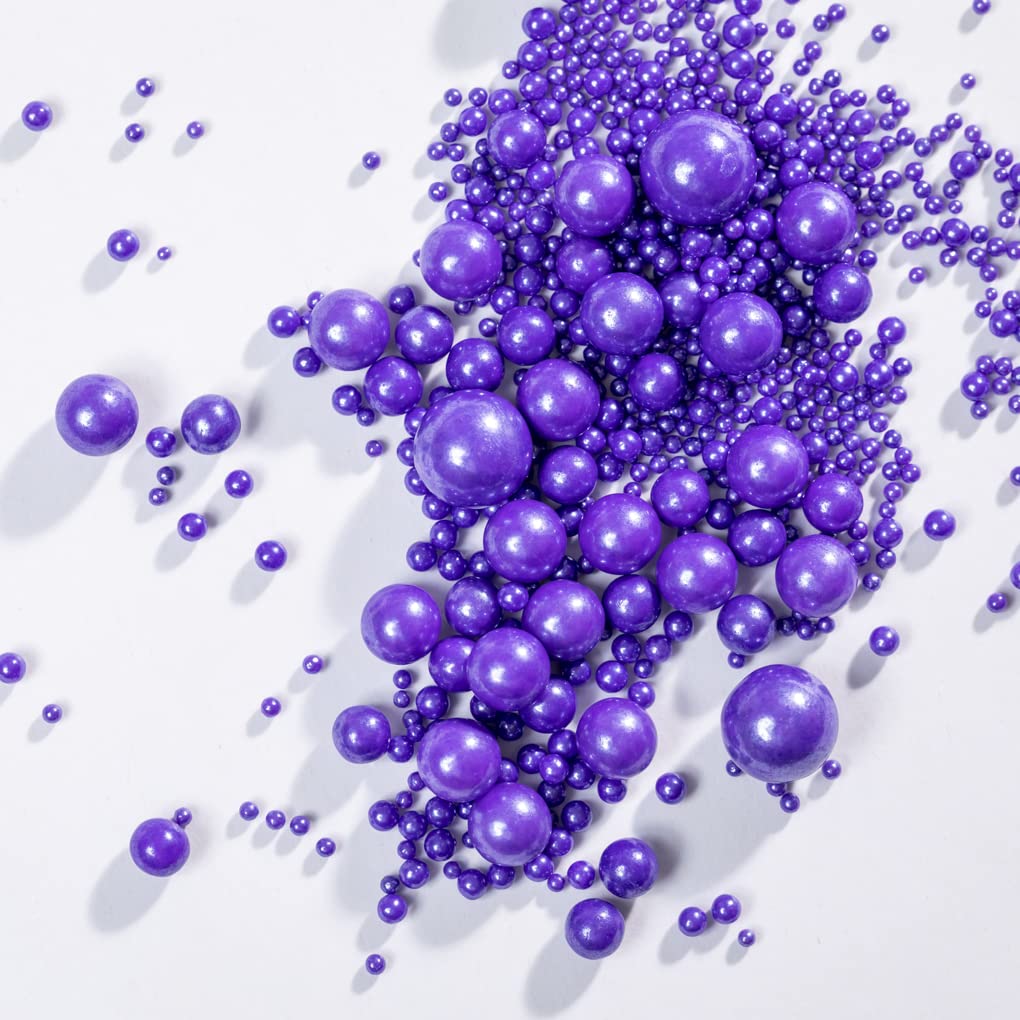 Purple Pearl Sprinkles,Cake Sprinkles,Cookie Sprinkles,Sugar Pearl, Edible Candy Pearls 130G 4.6Oz For Cake Cupcake Decorationg