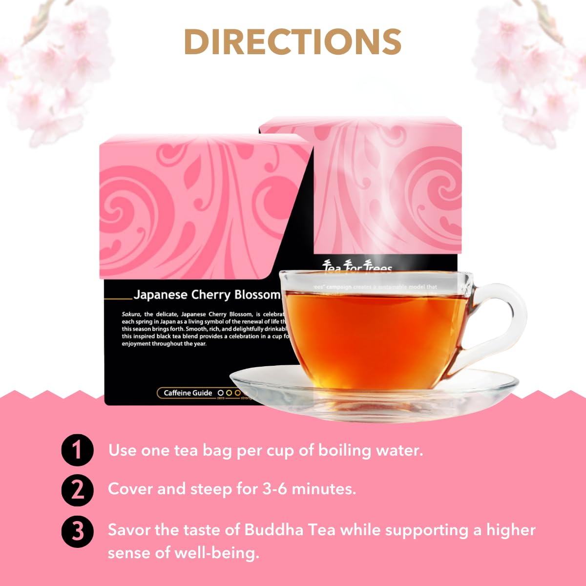 Buddha Teas Japanese Cherry Blossom Tea - 18 Bleach-Free Tea Bags, OU Kosher, 18 Count