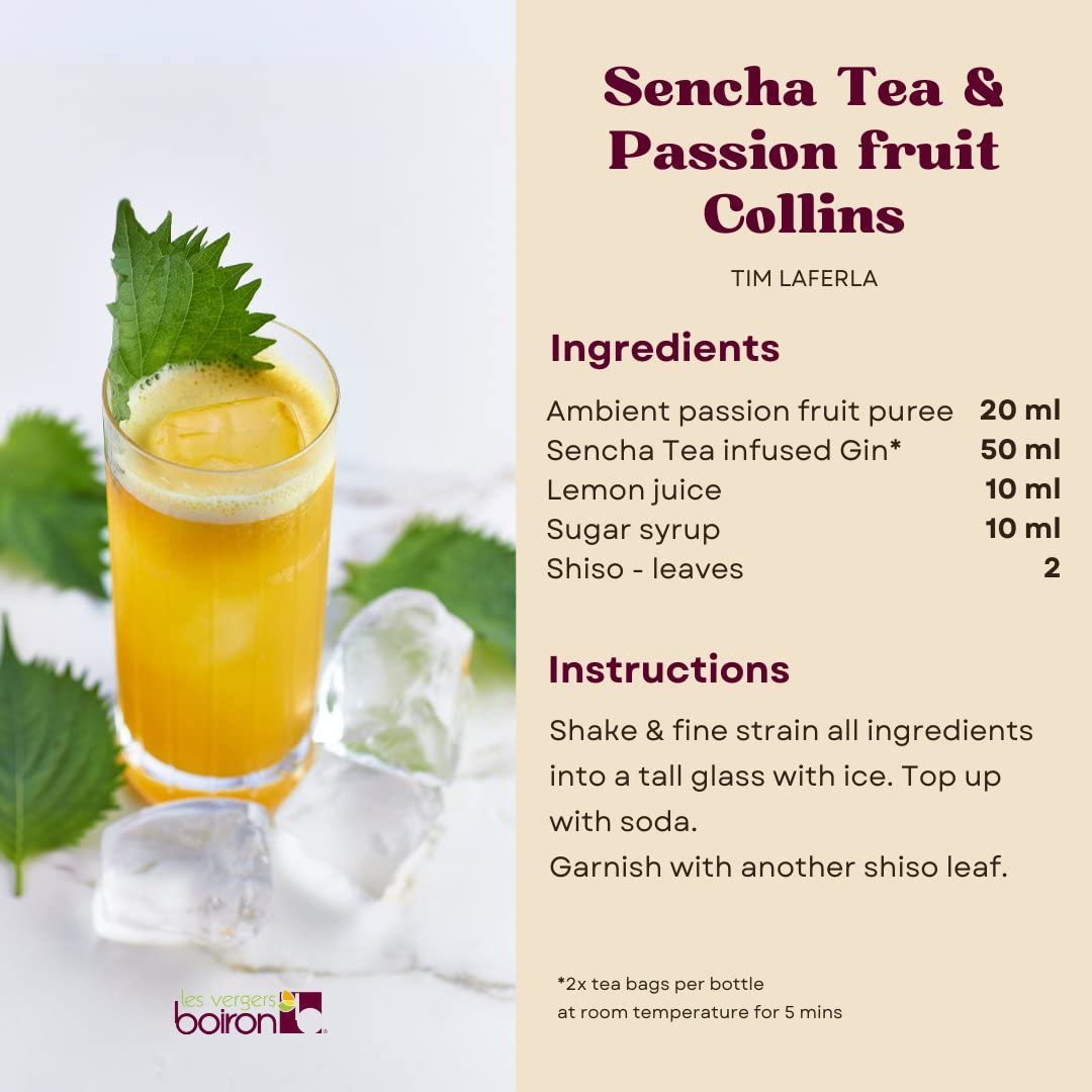 Les Vergers Boiron Passion Fruit Puree, 100% Fruit, All Natural, No Added Sugar, Non-Gmo, No Preservatives, No Added Flavors, Ve