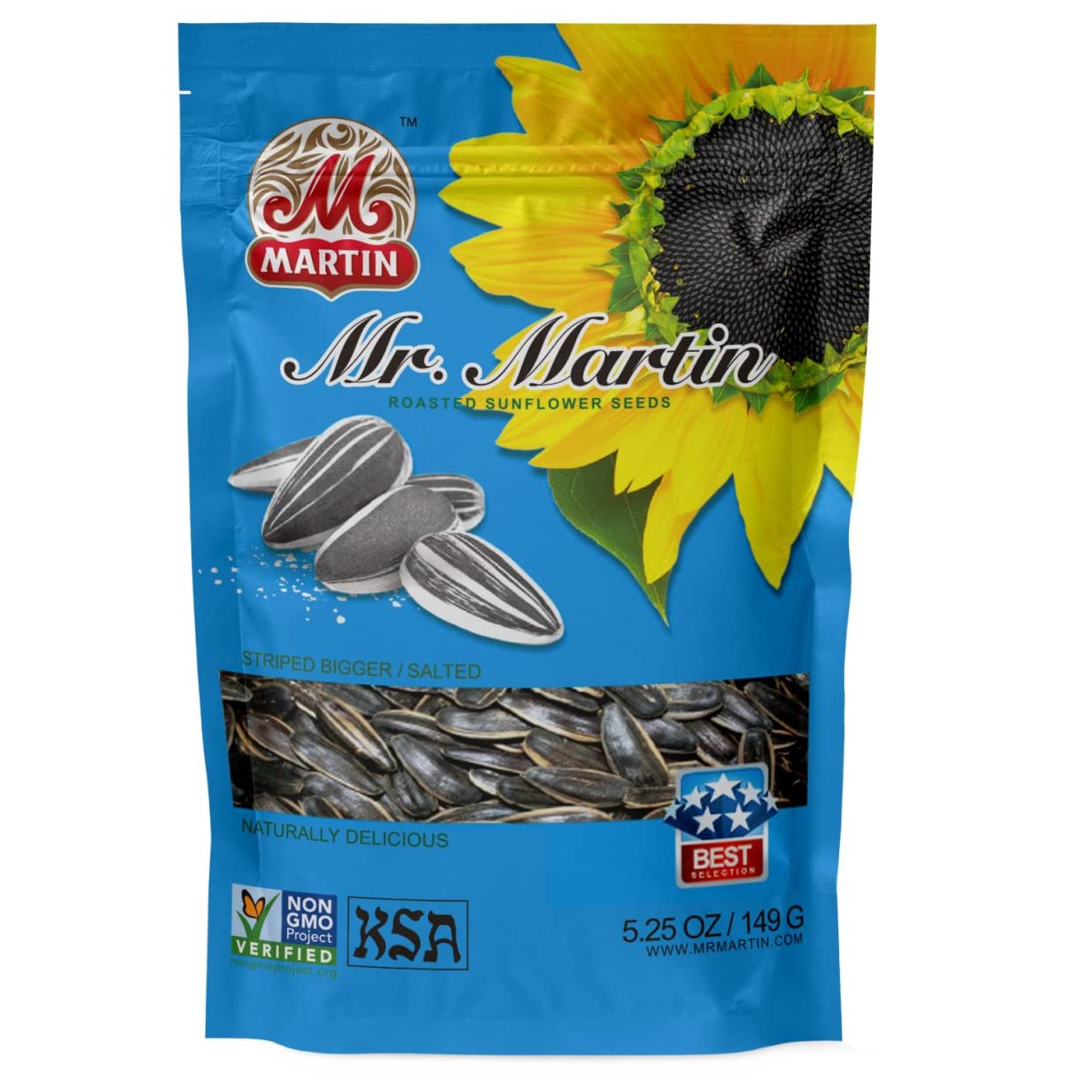 MR. MARTIN Freshly Roasted Salted Sunflower Seeds To Eat-Non-GMO, Crunchy, Kosher, Delicious, Vegan, Keto Friendly Snack - 5.25