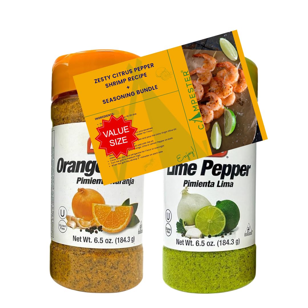 Campester Recipe for Badia Lime Pepper and Orange Pepper Seasoning 6.5 oz Bundle. Set of Spices and Seasonings with Organic Pepp