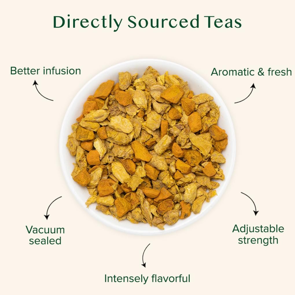 VAHDAM Turmeric Ginger Herbal Tea - Caffeine Free, 50+ Cups, 3.53oz, Off-white, Model B0757VW95S, Vacuum Sealed, 100