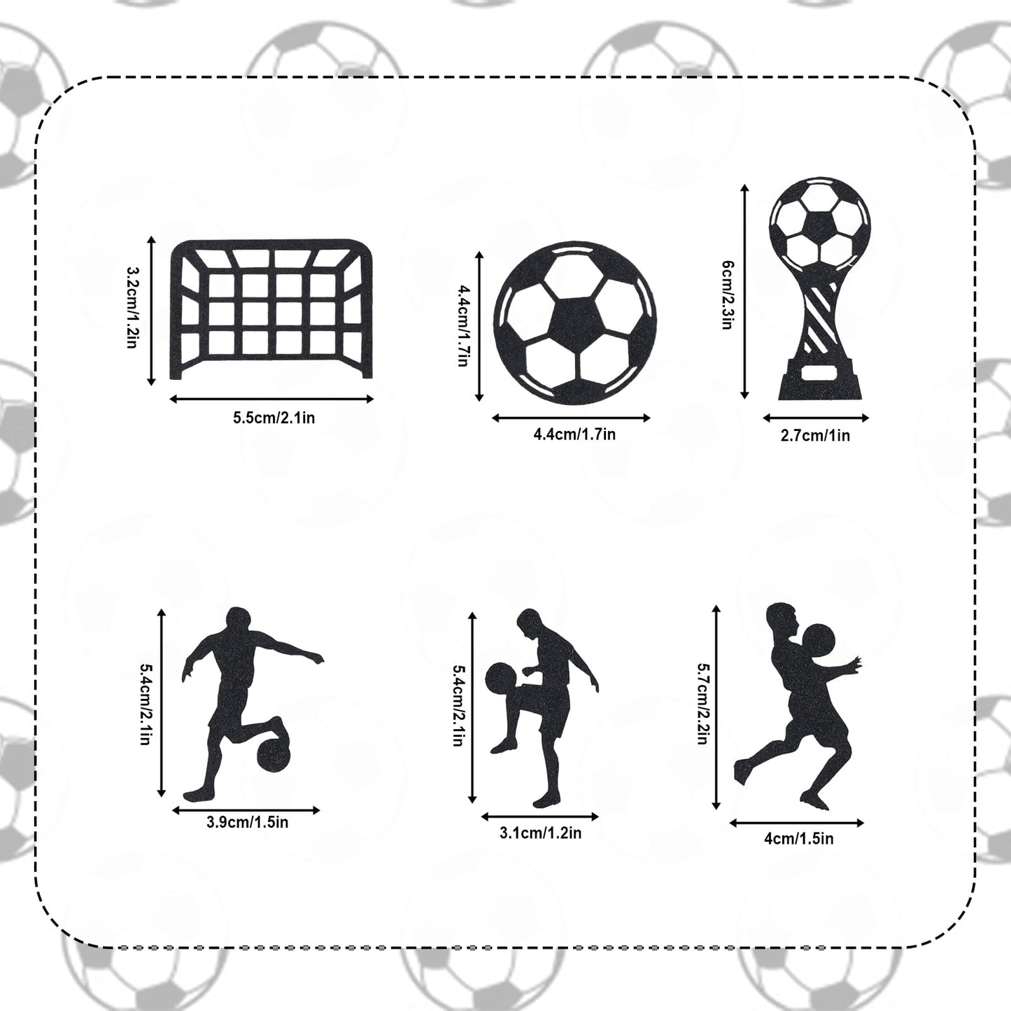 PEUTIER 24pcs Soccer Cupcake Toppers Glitter Soccer Ball Picks for Birthday Party - Black - Model 20012 - Paper
