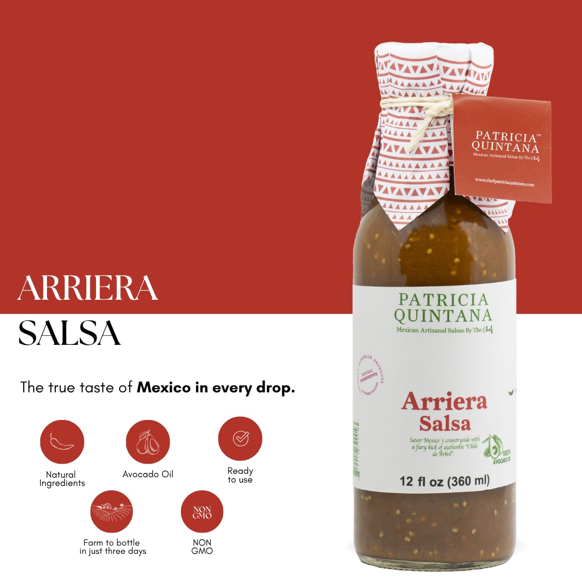 Patricia Quintana Arriera Salsa - Authentic Mexican Topping - 12 oz, 2 Bottles