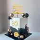 44Pcs Balls Cake Topper Man Cake Decorations With Black Gold Balls Palm Leaves Acrylic Numbers 0-9 And Happy Birthday Cake Toppe