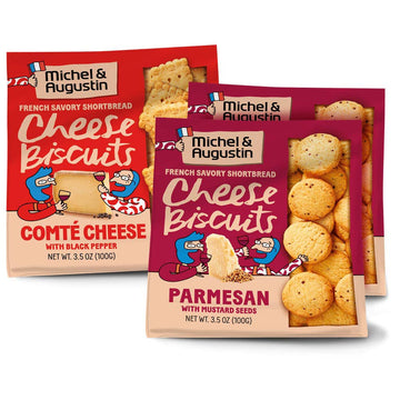 Michel Et Augustin Cheese Crackers, Variety Pack: 2 Parmesan And 1 Comt   Cheese, Crispy Gourmet Snacks, Savory Snacks Party Cra