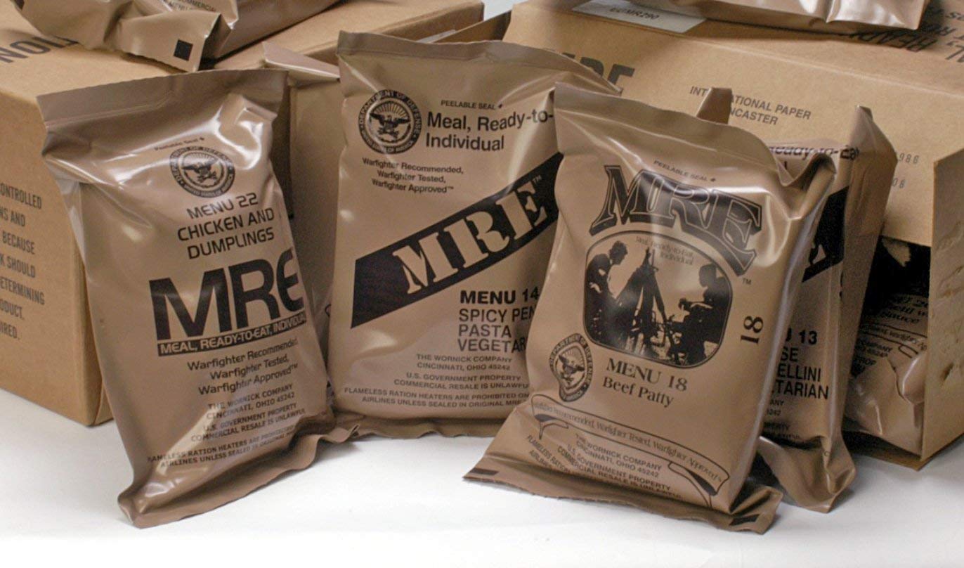 MRE Ready to Eat Meals - Emergency Food Kits, Pack Of 6 w/Entrees, Dessert, Flameless Heater & Accessories – Emergency Meals For Camping Hiking & Other Outdoor Activities