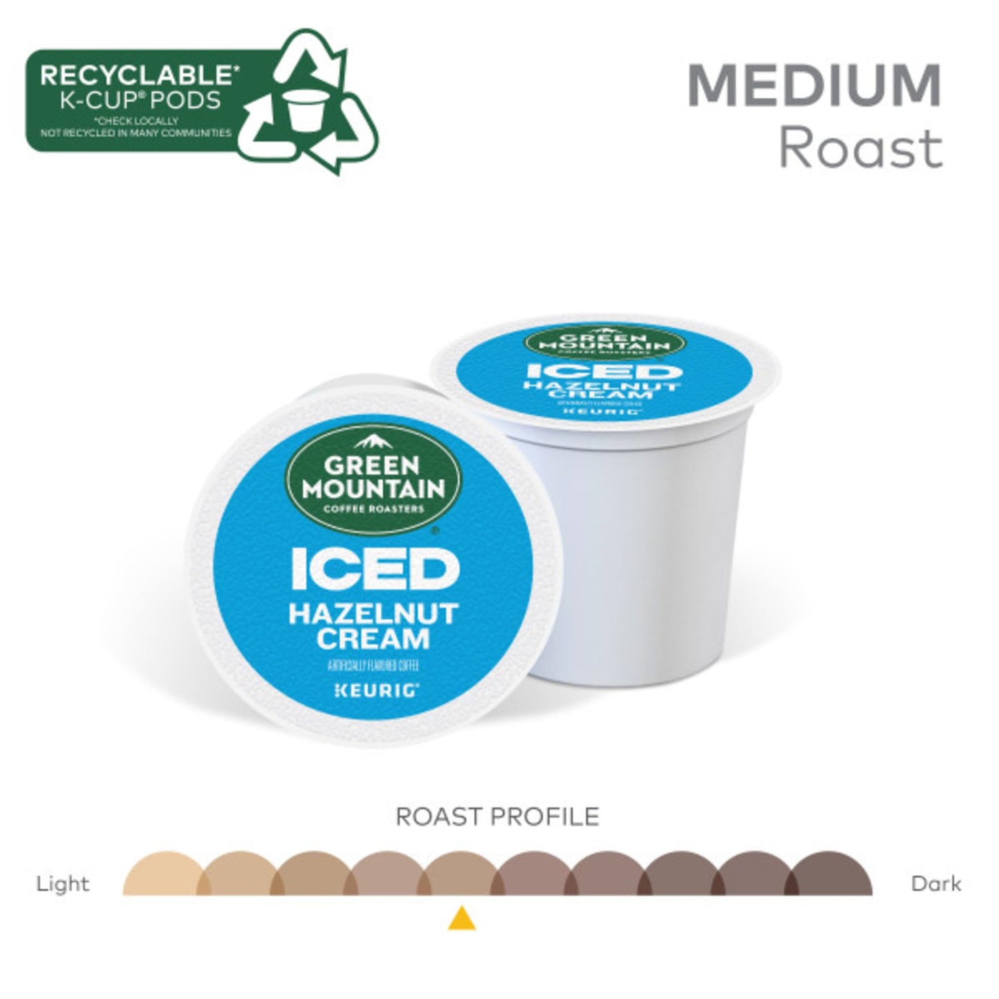Green Mountain Coffee Roasters Iced Hazelnut Cream, Single Serve Keurig K-Cup Pods, Flavored Iced Coffee, 96 Count