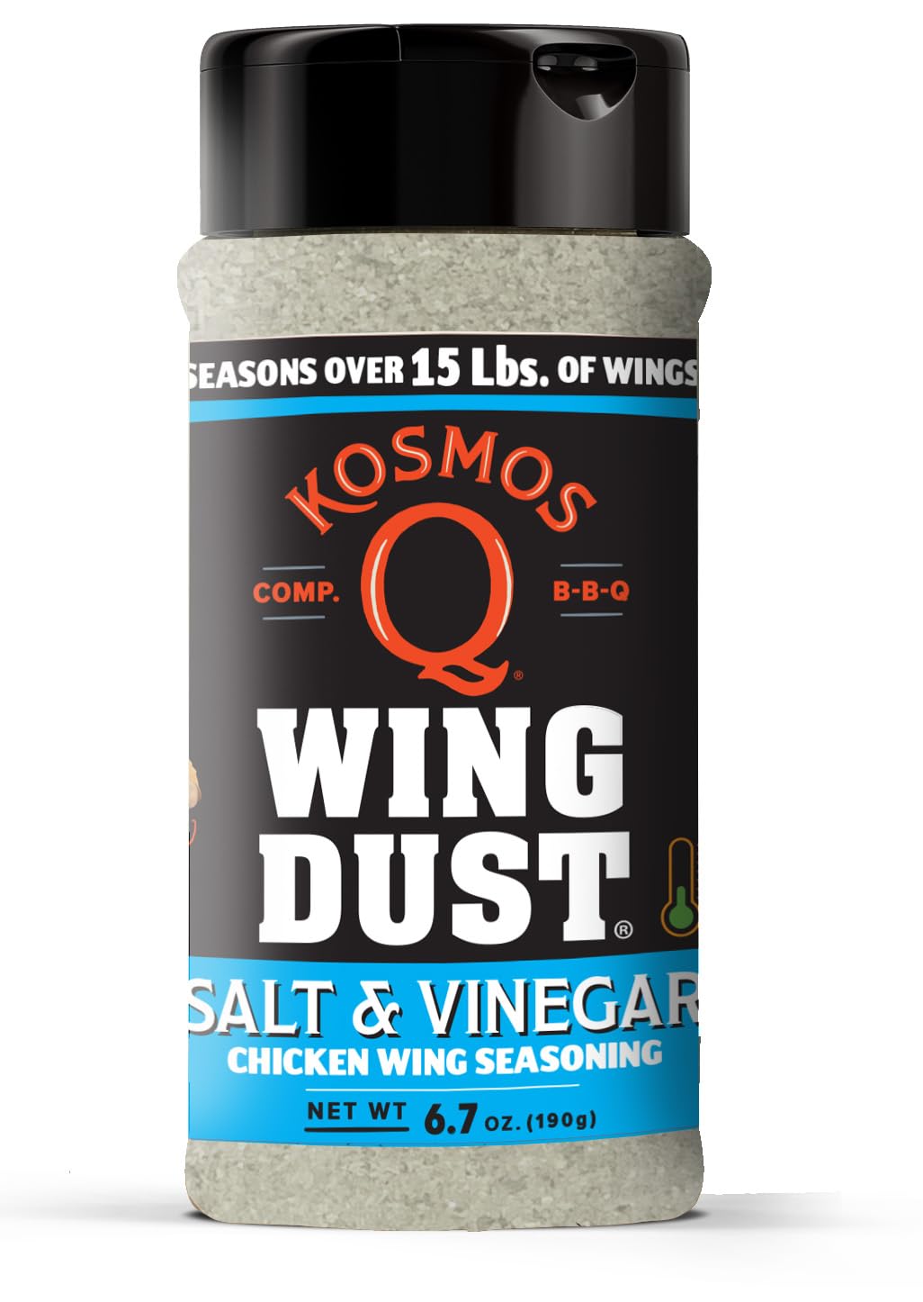 Kosmos Q Salt & Vinegar Seasoning Wing Dust  Salt & Vinegar Chicken Wing Seasoning For Chicken  Popcorn  Fries  & More  Savory & Tangy Flavor  Dry Rub Dust For Grilling & smoky aroma  8 Oz Shaker Bottle