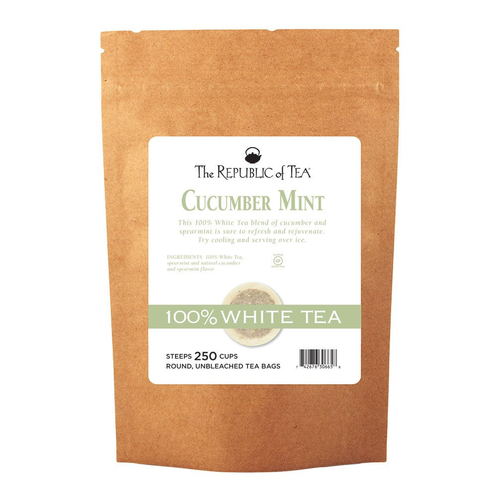 The Republic of Tea Cucumber Mint 100% White Tea Bags - 250 Count, Low-Caffeinated