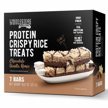 Protein Crispy Rice Treats, 15G Protein, 3G-7G Net Carbs, Low Carb, Fluffy, Soft, Chewy, Gluten Free, High Fiber, Keto-Friendly,