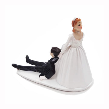 Scholmart Wedding Cake Toppers Bride And Groom Funny, Bride Dragging Groom Cake Topper, Cake Topper Wedding Bride And Groom, Wed