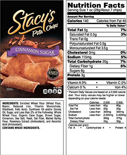 Stacy'S Cinnamon Sugar Flavored Pita Chips, 7.33 Ounce (Pack Of 5)
