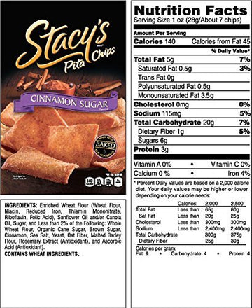 Stacy'S Cinnamon Sugar Flavored Pita Chips, 7.33 Ounce (Pack Of 5)