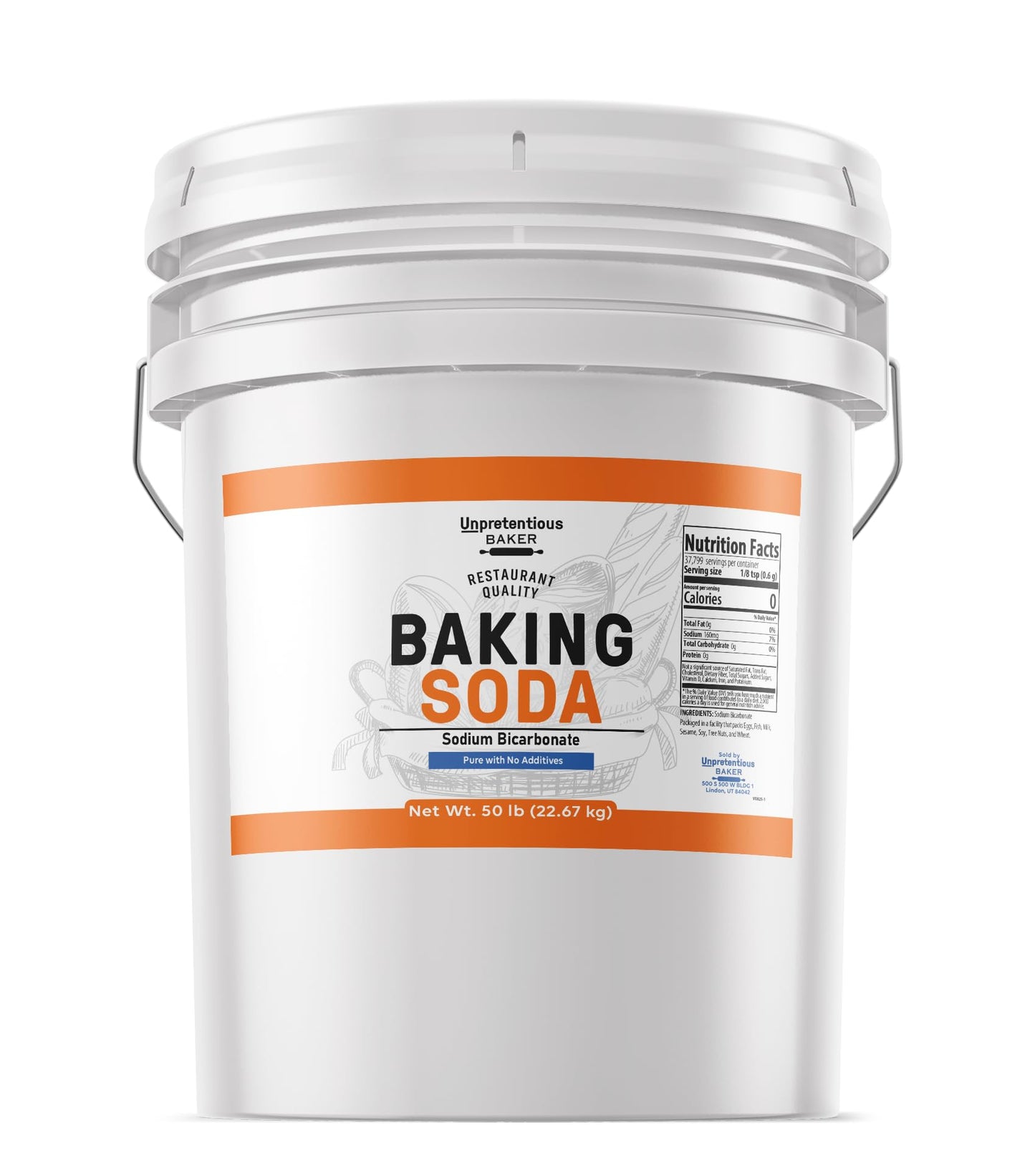 Unpretentious Baker Baking Soda, Cooking, Baking, Cleaning, 5 Gallon Bucket (800 Ounce)