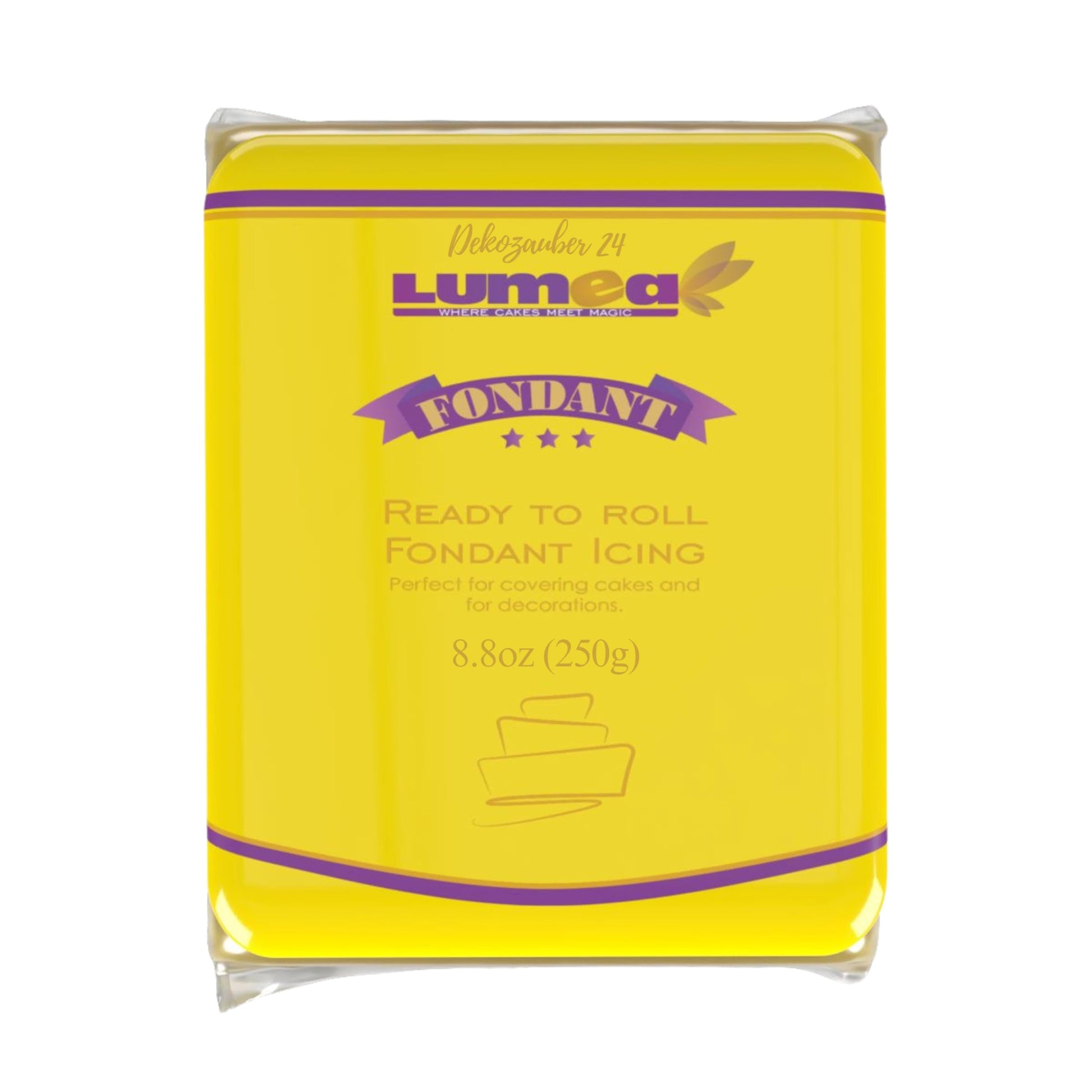 Dekozauber24 Fondant Icing, Gluten Free, Vanilla Flavor, 8.8 oz, Yellow for Cakes and Figurines