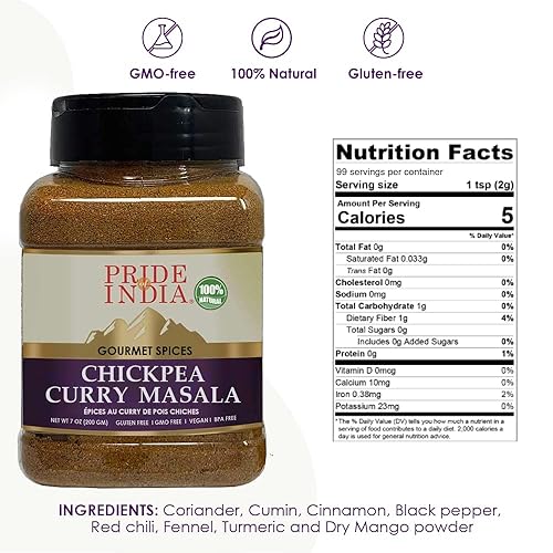 Pride Of India - Chickpea Curry Masala Seasoning Spice ?Authentic Indian Taste ?Spice Blend For Curry Dishes ?Gourmet & Flavorfu