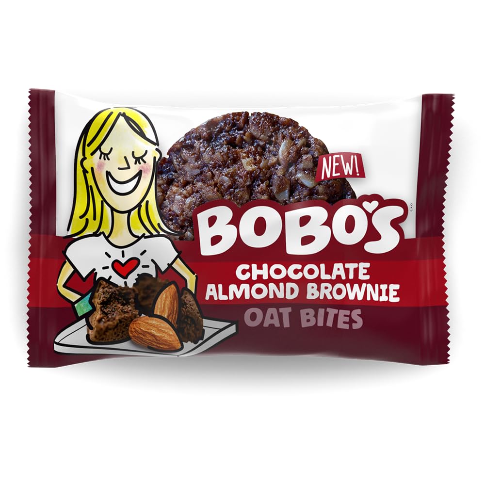 Bobos Almond Brownie Oat Bites, Simple Ingredients, Whole Grain Oats, Plant Based, Non-GMO, Gluten Free Breakfast Bars, Healthy