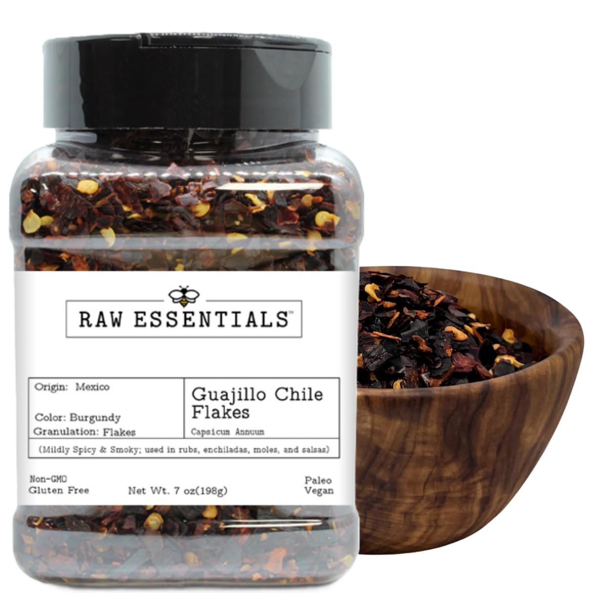 Raw Essentials Guajillo Chile Flakes - Smoky & Mildly Spicy for Authentic Mexican Flavor | Elevate Rubs, Enchiladas, Moles, & Sa