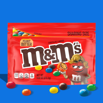 M&M'S Peanut Butter Chocolate Candy, Super Bowl Sharing Size, 9.6 Oz Bag