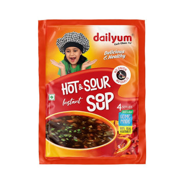 Dailyum Instant Hot N Sour Soup 50G | No Onion No Garlic | Pack Of 4 | Ready To Eat Instant Soup |100% Natural | No Msg | Vegan