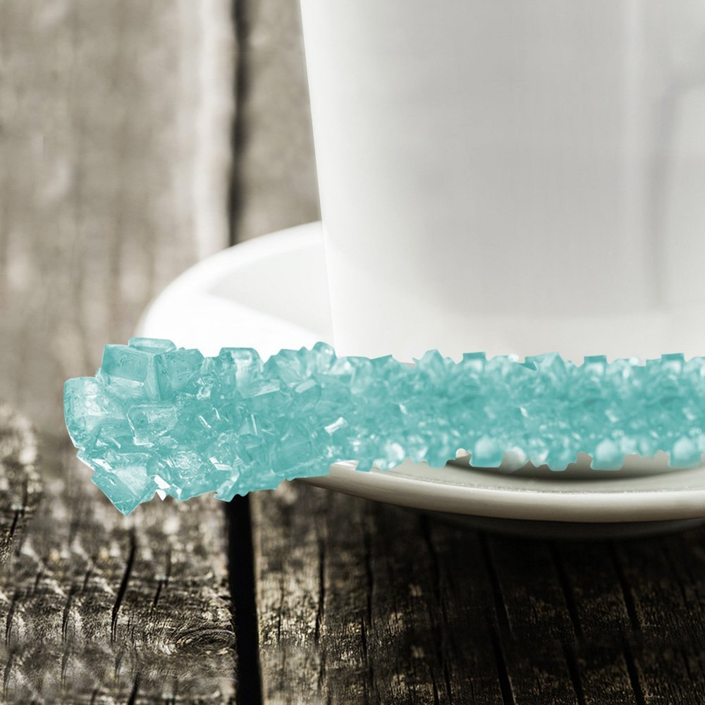 Espeez Extra Large Rock Candy Sticks - Light Blue Cotton Candy Lollipops - 6 Count - Individually Wrapped for Parties and Events