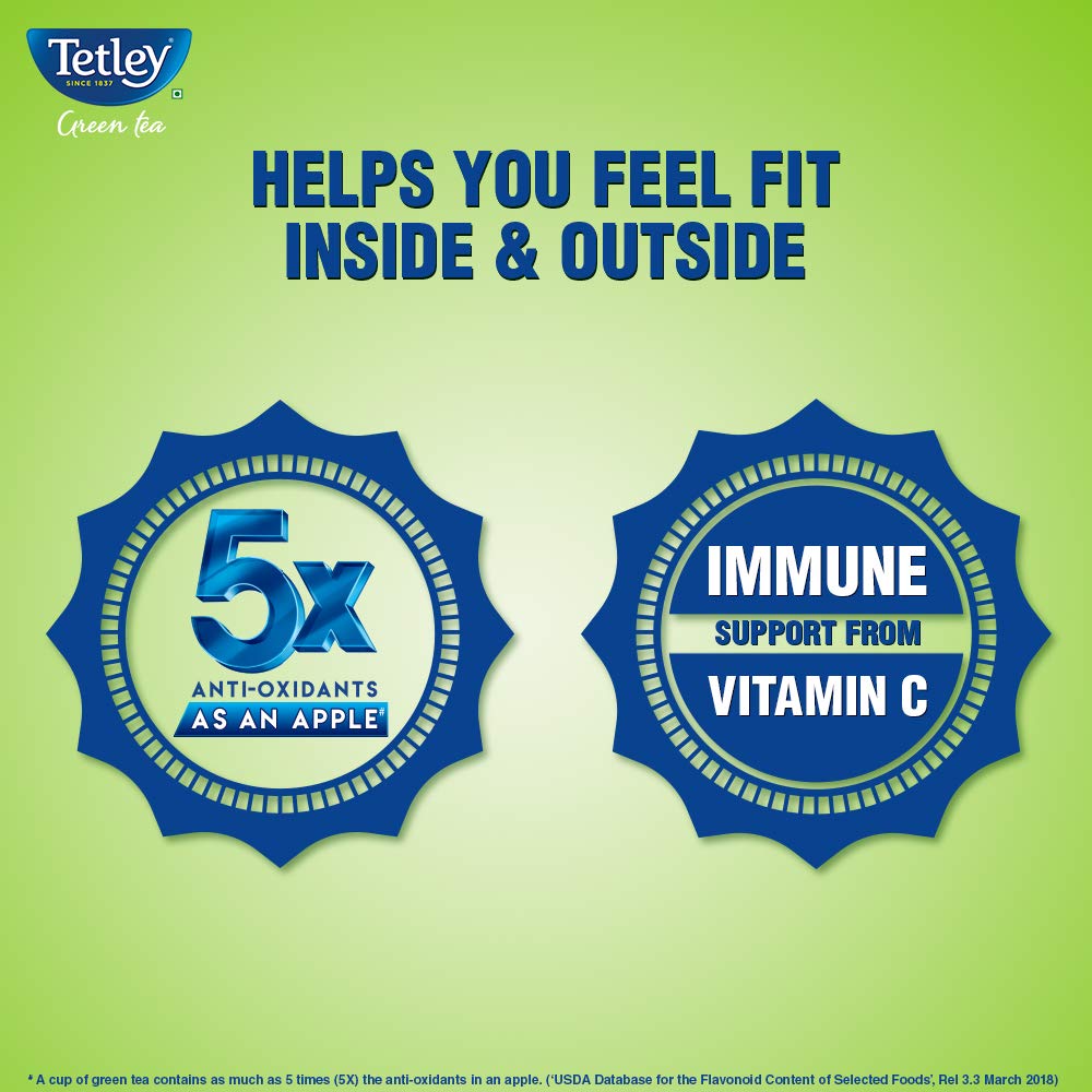Tetley Green Tea Immune With Added Vitamin C, Lemon And Honey, 100 Tea Bags