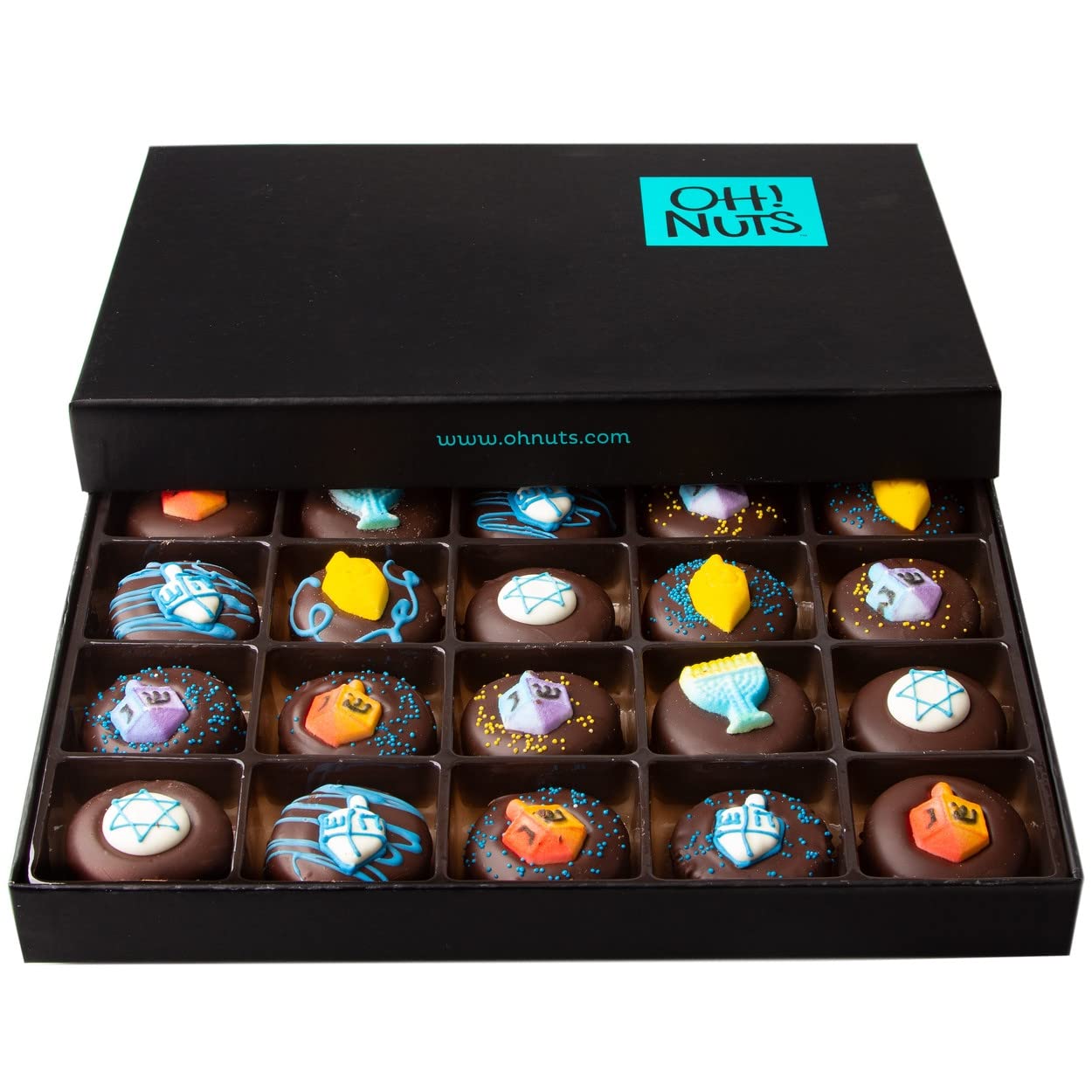 Hanukkah Fun Decorated Chocolate Covered Cookies Gift Box - 20Ct By Oh Nuts