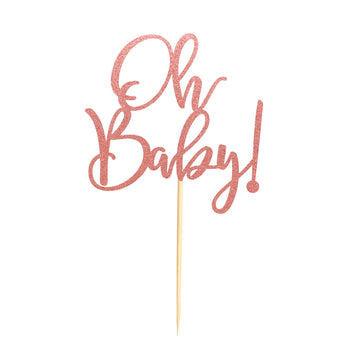 Arthsdite Oh Baby Cake Toppers Baby Shower Cake Picks For Celebrating Baby Shower Kids Birthday Party Decoration Supplies - Rose