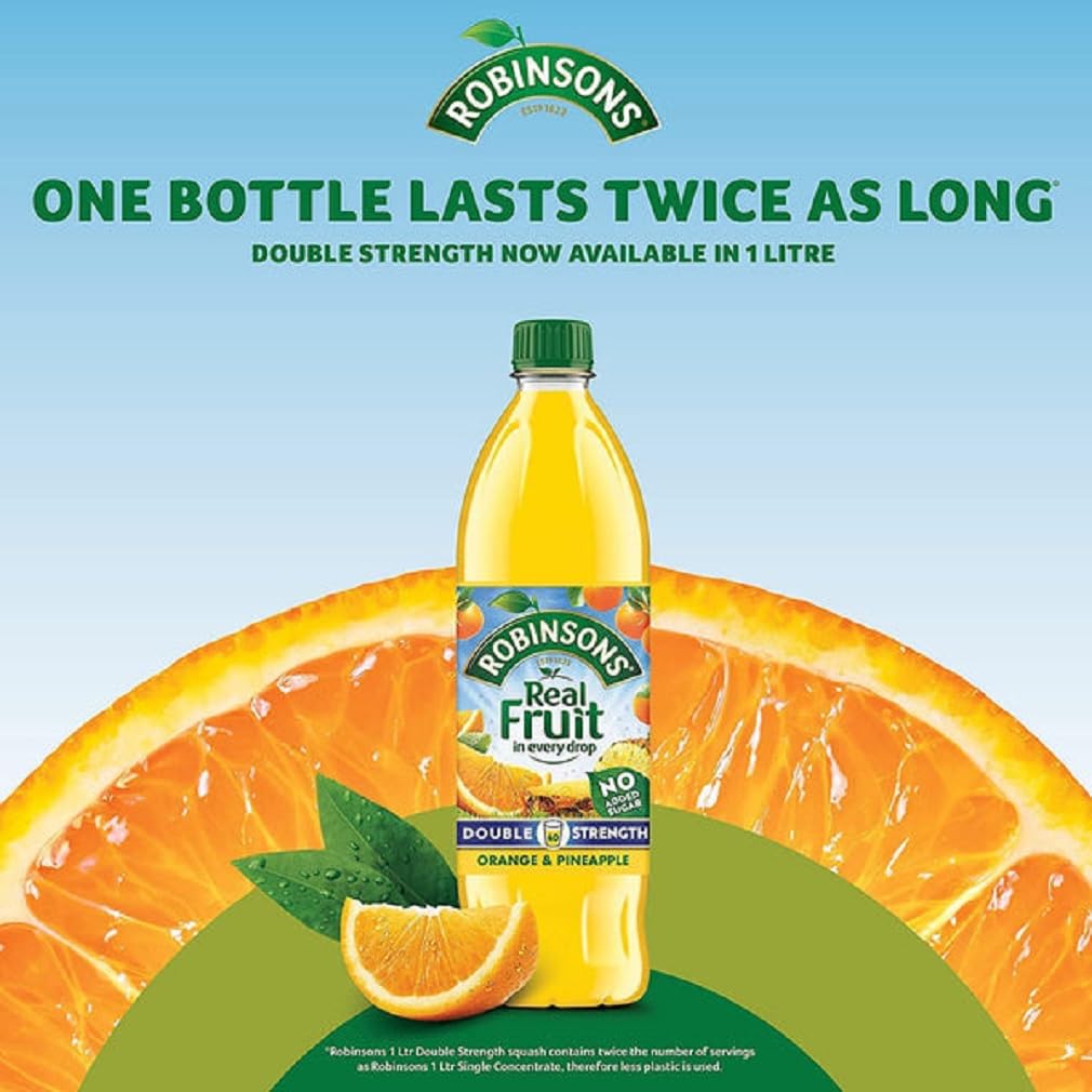 Robinsons Double Strength Orange & Pineapple Fruit Squash No Added Sugar 1000ml