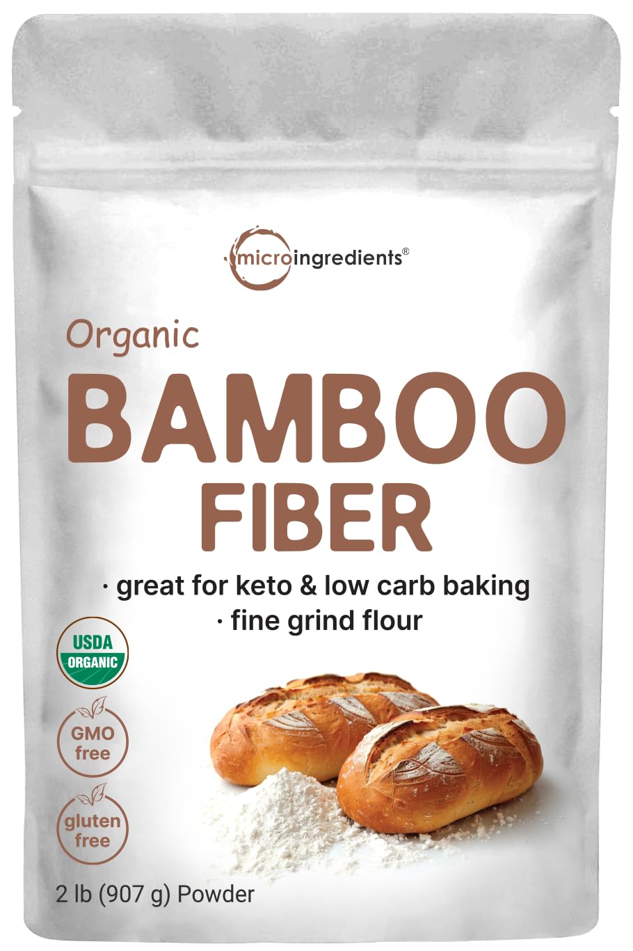 Organic Bamboo Fiber Powder, 2lbs | Keto Flour for Low-Carb Baking & Cooking | Low Calorie Flour | Rich in Silica, Prebiotics, &