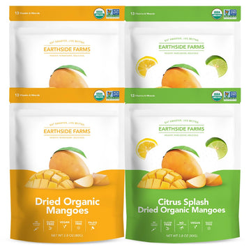 Earthside Farms Organic Dried Mango Variety Pack, Organic and Citrus Splash Dried Mangoes, Gluten Free, No Added Sugar, Naturall