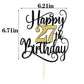 Happy 27Th Birthday Cake Topper, 27 Birthday Party Cake Decorations (Black And Gold Flashes, 27Th)