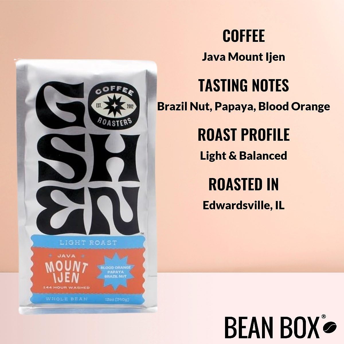 Java Mount Ijen - Roasted By Goshen Coffee Roasters - Whole Bean Coffee - 12 Ounce Bag
