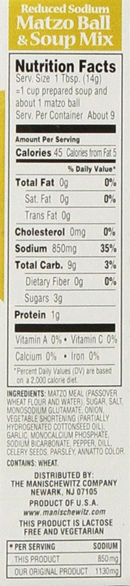 Manischewitz Matzo Ball Soup Mix, Low-Salt 4.5 Oz. (Pack Of 12)