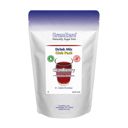 GramZero Cranberry Zero Calorie Sugar Free Drink Mix, Great For Nutrition Club Loaded Tea, Stevia Sweetened