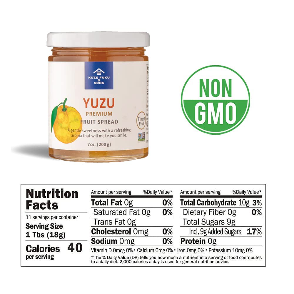 [Kuze Fuku & Sons] Yuzu Fruit Spread, Premium Japanese Citrus Marmalade, Natural Fruit Jam, No Artificial Additives (7 Oz /207.1