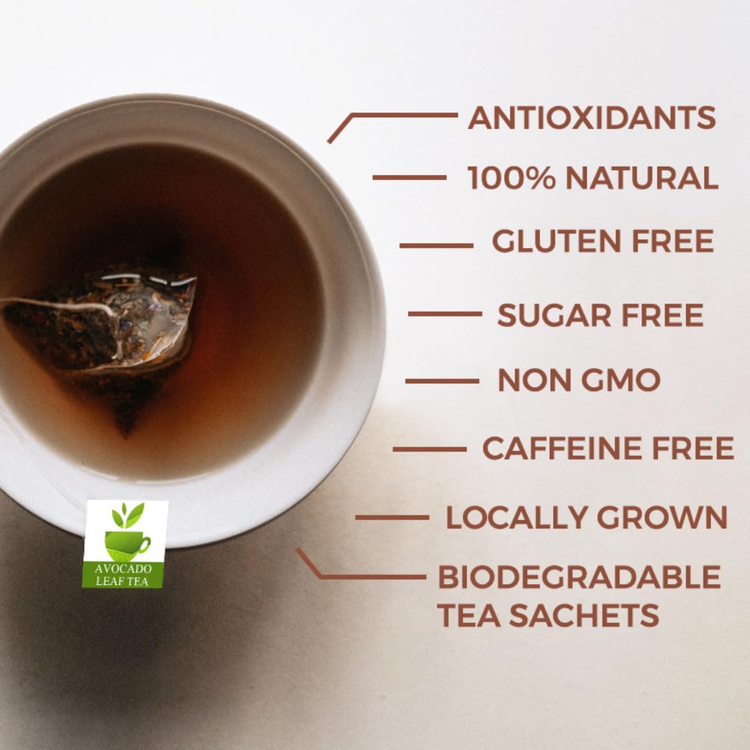Avocado Leaf Tea Black Tea Blend, Lightly Caffeinated, 15 Tea Bags, Sugar-Free, Vegan, Gluten Free, Non-GMO, Model BLK-CAN