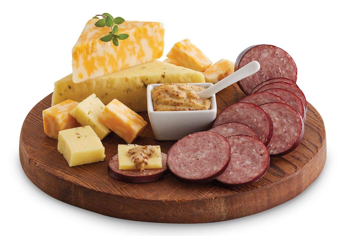 Harry & David Grand Meat and Cheese Gift Box - 10 Piece Set, Charcuterie Platter with 4 Cheeses, 4 Sausages,  ers, Relish & Honey Mustard