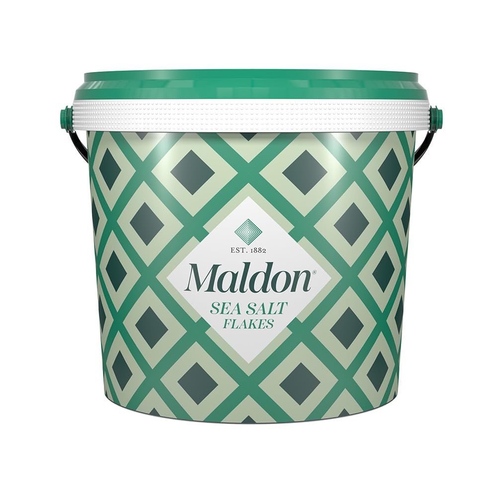 Maldon Sea Salt Flakes Tub, 3.1 lb (1.4kg) - Pyramid Shaped, White, Hand-Harvested