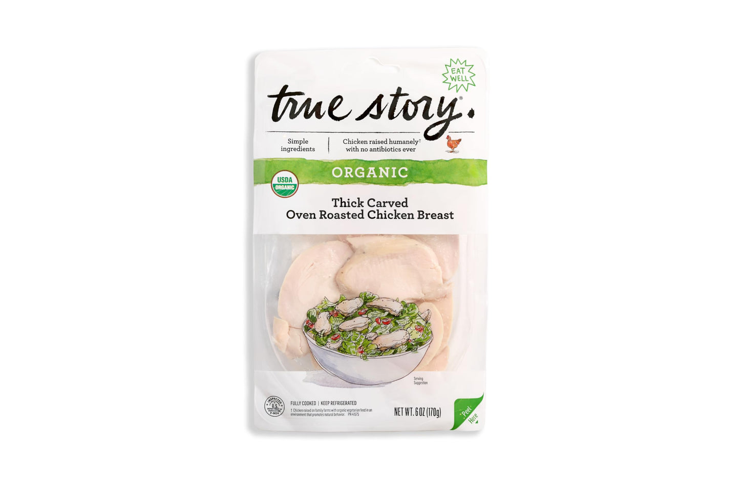 True Story Foods Organic Thick Carved Chicken, 6 Oz