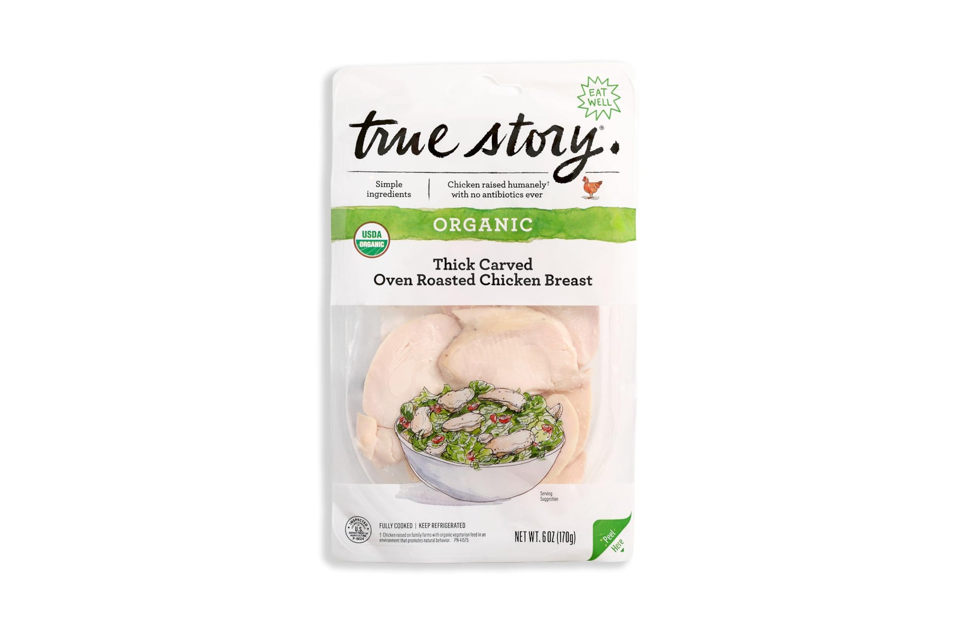 True Story Foods Organic Thick Carved Chicken, 6 Oz