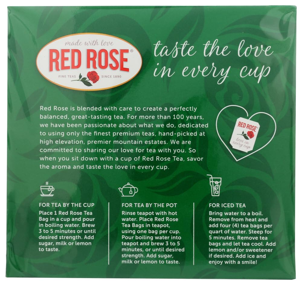 Red Rosetea Bags Naturally Decaffeinated Premium Blended, 48 Ct