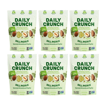 Daily Crunch Snacks, Dill Pickle, 4 Ounce Bags, Pack of 6 - Sprouted and Dehydrated for a Unique Crunch, Keto Friendly, Non-GMO,