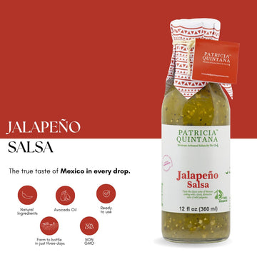 Patricia Quintana Jalapeño Salsa - Authentic Mexican Ingredients - 12 oz, 2 Bottles