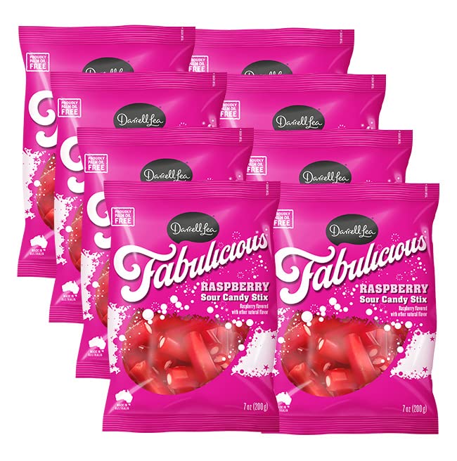 Darrell Lea Fabulicious Sour Candy Stix, Soft & Tangy, No Artificial Flavors, 7 Ounce (Pack of 8), Natural