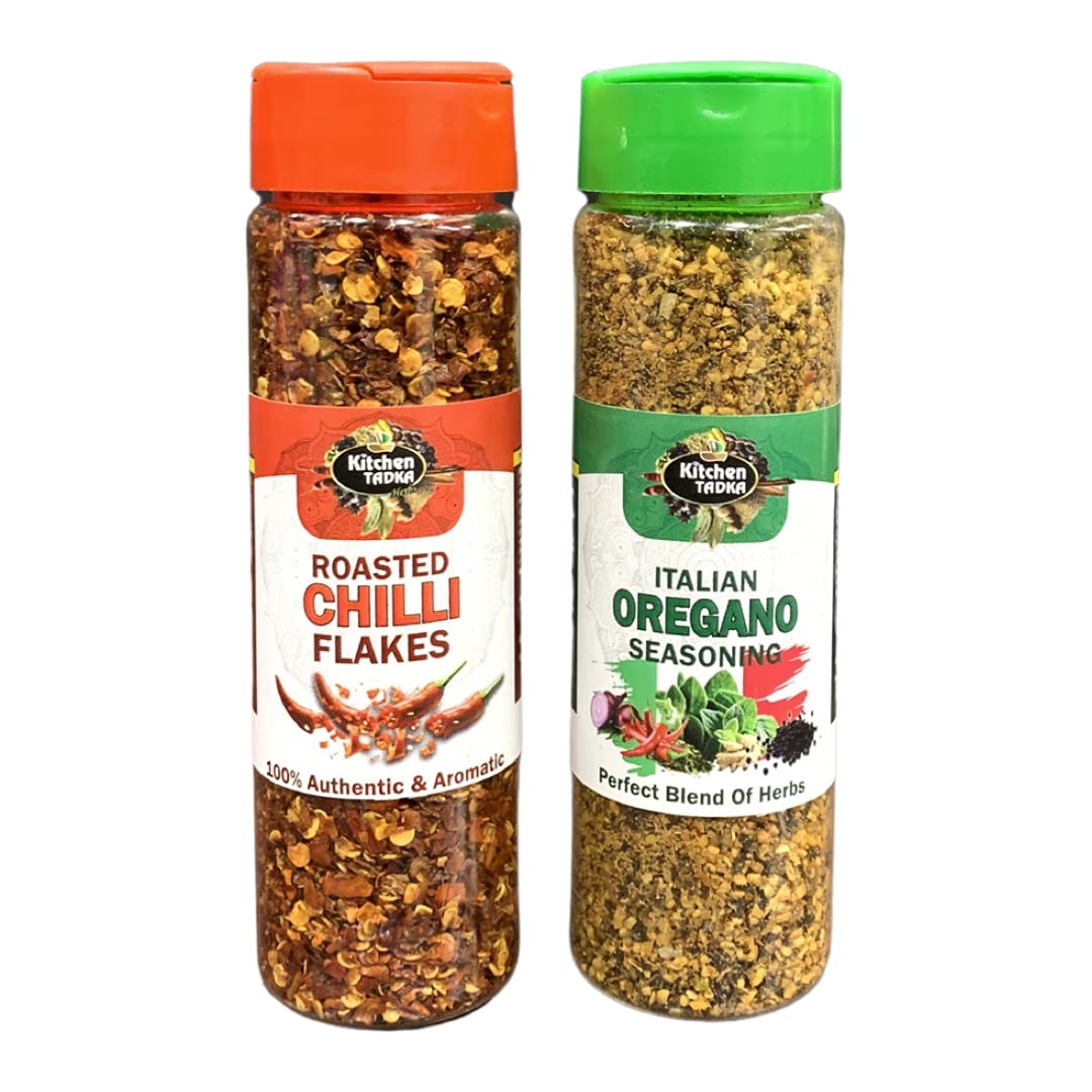 Kitchen Tadka|Italian Oregano & Roasted Chilli Flakes|Perfect Blend Of Herbs|Best Seasoning For Pizza/Pasta/Italian Dishes|Roast