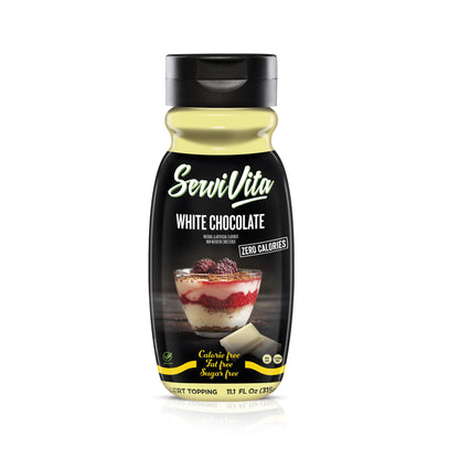 Sugar Free WHITE CHOCOLATE Syrup Zero Calories and Fat Free Topping, 11.1 FL OZ - No Sugar White Chocolate Syrup Dessert Topping