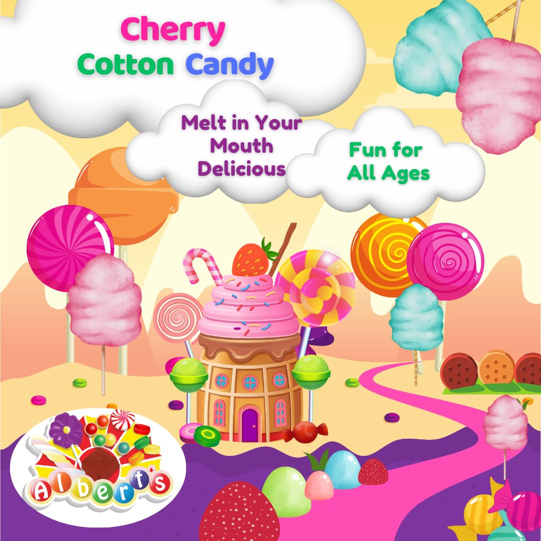 Alberts Cotton Candy 12 Pack - Resealable Tubs - Purple Fluffy Sweet Treat - Perfect for Parties & Events